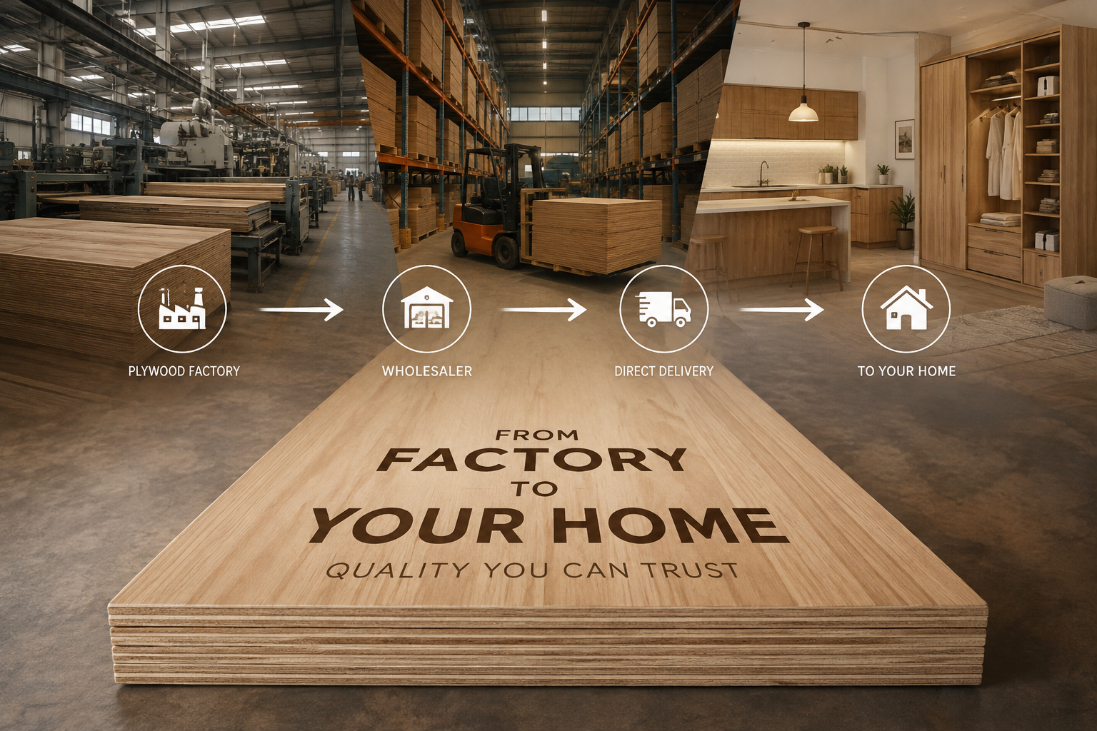 Plywood sheets, factory and delivery supply